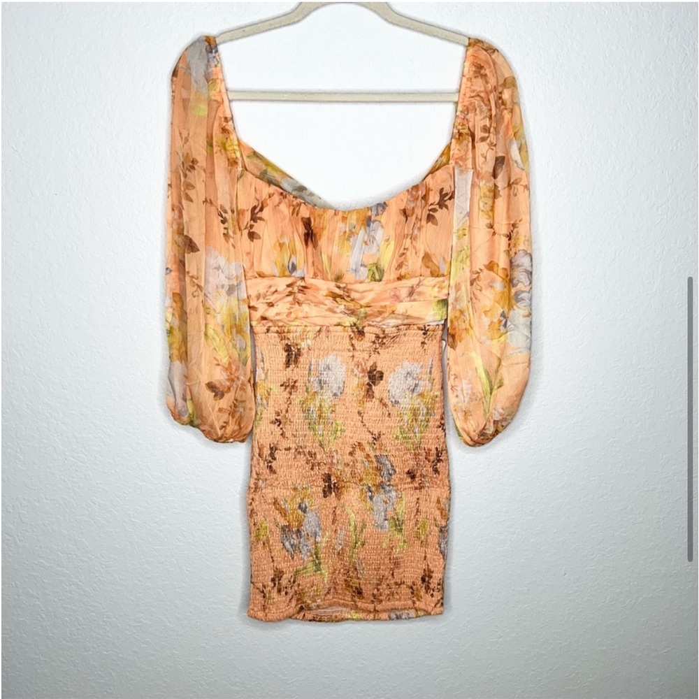 Orange floral Selfie Leslie Mini Dress 🧡 - Picture 4 of 10